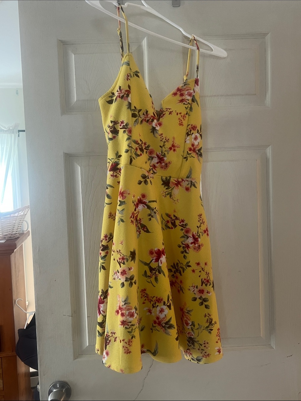 Almost Famous Yellow Floral A-Line Mini Dress